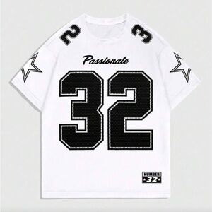 ROMWE White and Black Number 32 Men's Jersey
